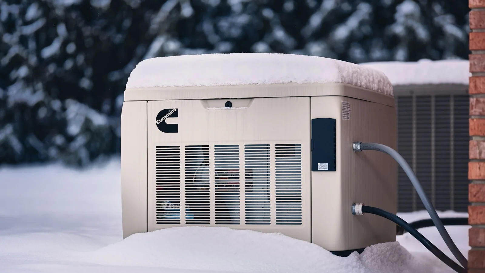 Cummins home standby generator in the snow beside an Alaska home