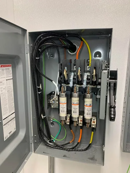 Open fused disconnect transfer switch wired by AK Sparky's Electric